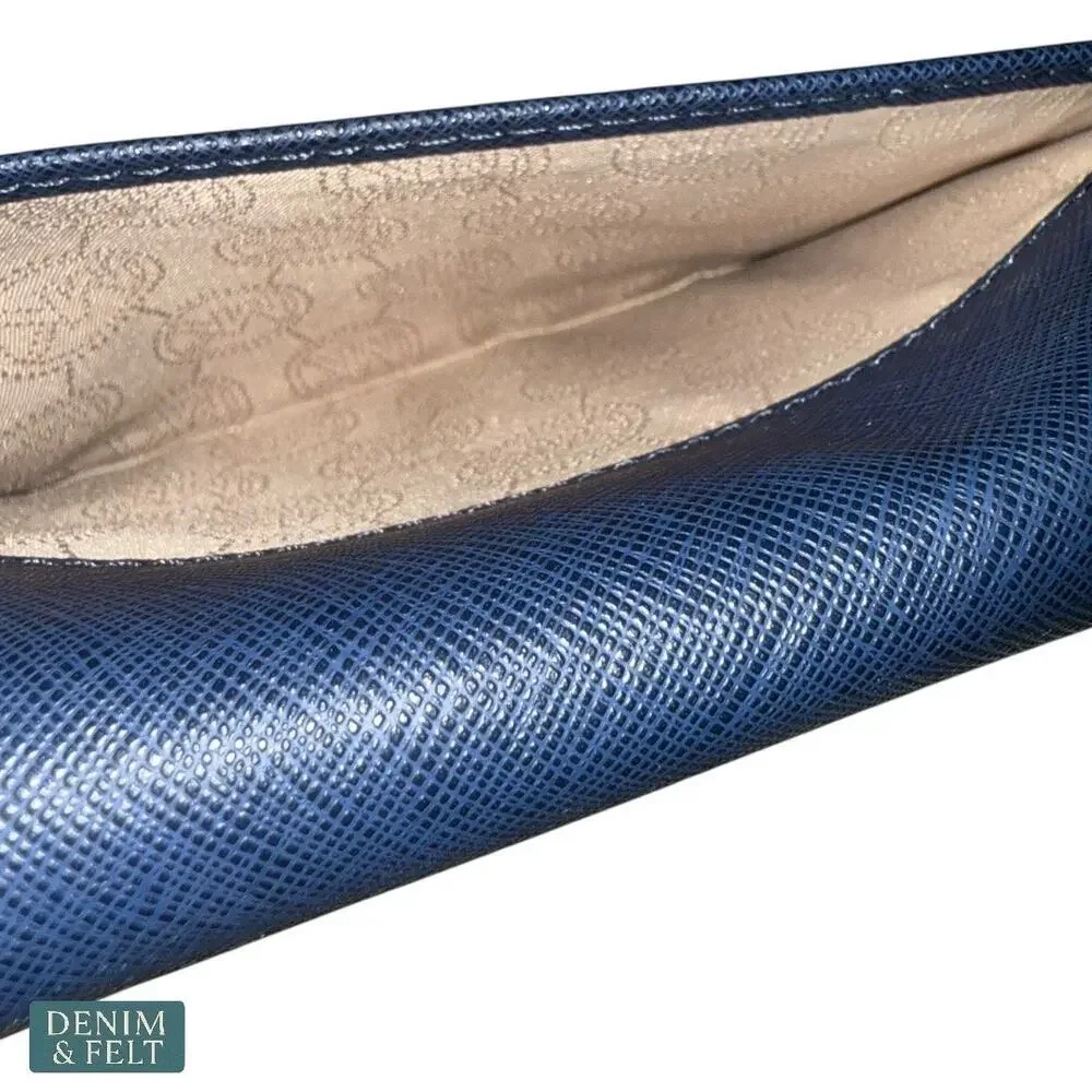 Michael Kors Navy Blue Saffiano Leather Wallet with Gold‎ Hardware Classic
